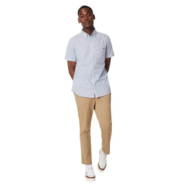 Maine Mens Tonal Check Textured Short-Sleeved Shirt