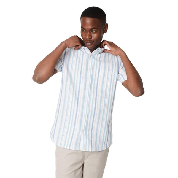 Maine Mens Striped Dobby Pastel Short-Sleeved Shirt