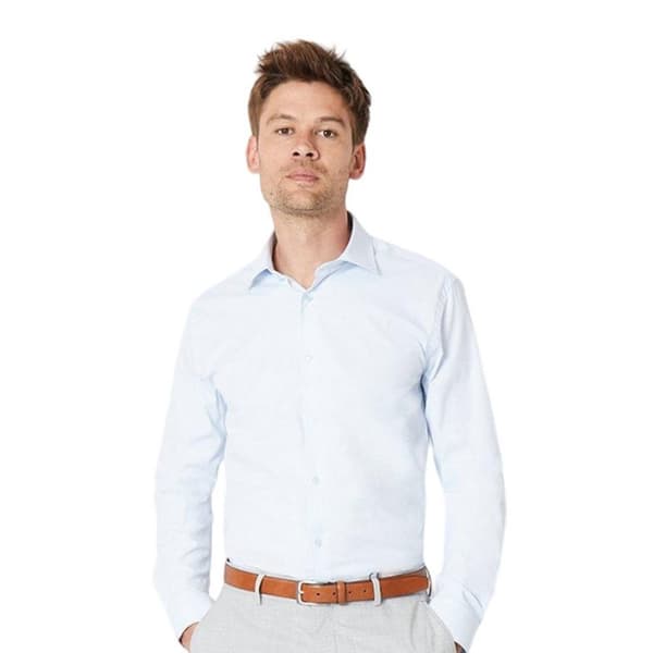 Burton Mens Easy-Iron Slim Formal Shirt (Pack of 2) Light Blue 15in