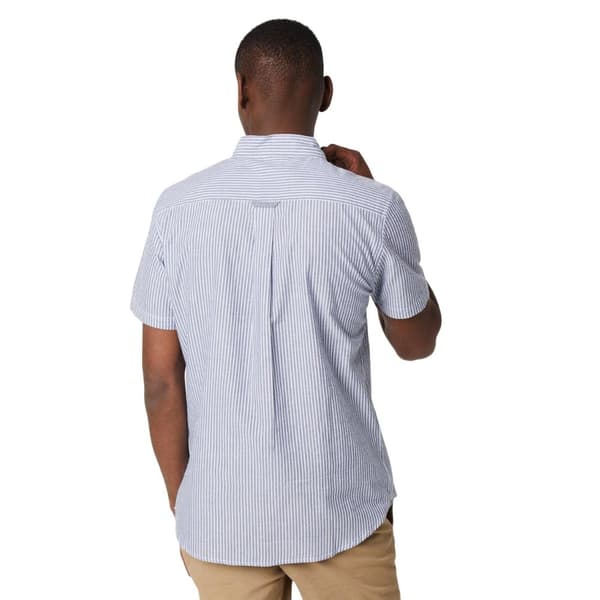 Maine Mens Stripe Seersucker Short-Sleeved Shirt