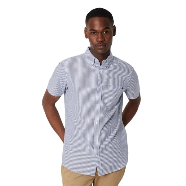 Maine Mens Stripe Seersucker Short-Sleeved Shirt