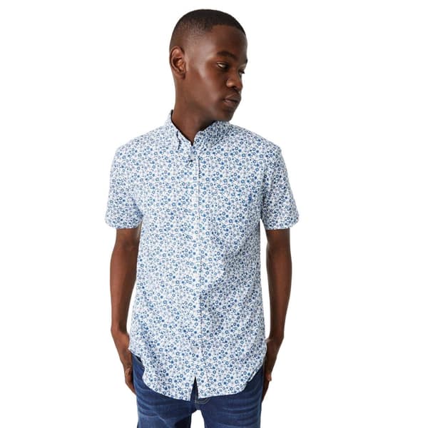 Maine Mens Floral Vine Short-Sleeved Shirt White 4XL