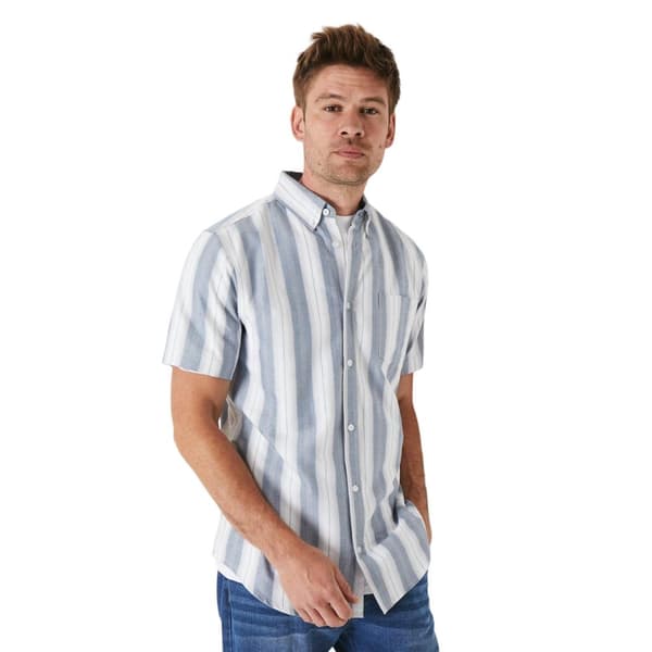 Maine Kortärmad skjorta Oxford Shadow Stripe för herrar Blue S