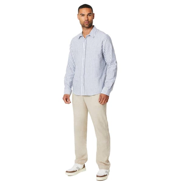 Burton Mens Stripe Linen Long-Sleeved Shirt