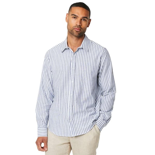 Burton Mens Stripe Linen Long-Sleeved Shirt