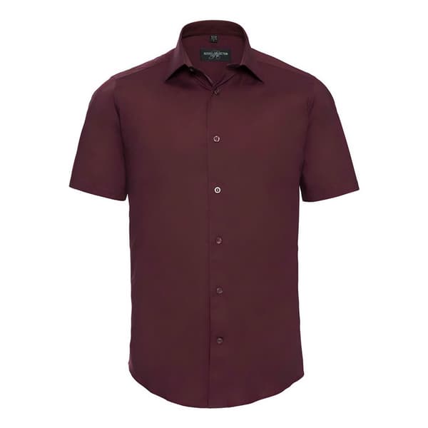 Russell Collection Mens Easy-Care Fitted Short-Sleeved Shirt