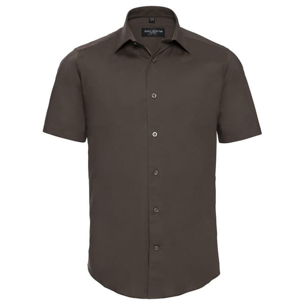 Russell Collection Mens Easy-Care Fitted Short-Sleeved Shirt