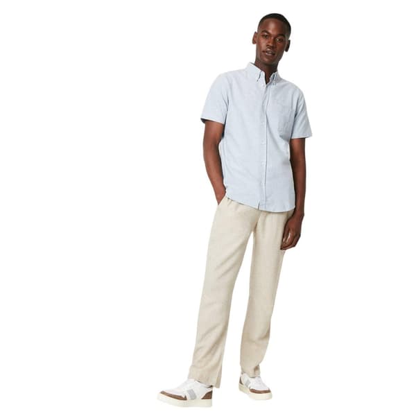 Maine Mens Fine Stripe Oxford Short-Sleeved Shirt