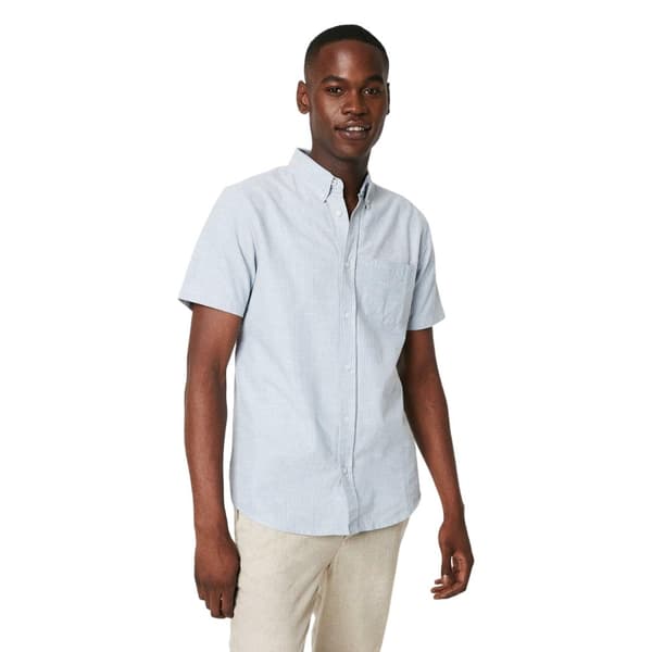 Maine Mens Fine Stripe Oxford Short-Sleeved Shirt