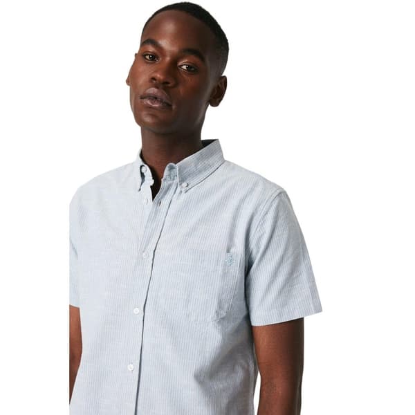 Maine Mens Fine Stripe Oxford Short-Sleeved Shirt