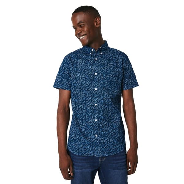 Maine Mens Small Feather kortärmad skjorta Navy L