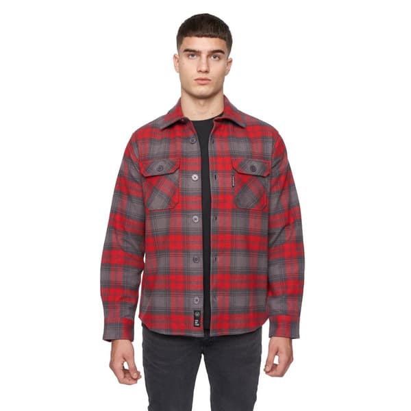 Duck and Cover Mens Willington Checked Overshirt Red L