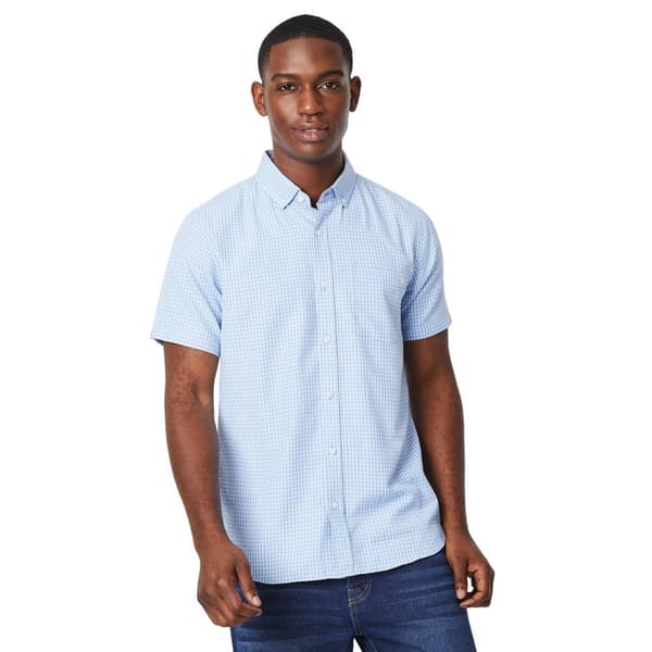 Maine Mens Grid Checked Short-Sleeved Shirt