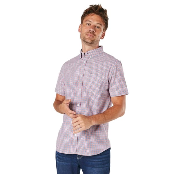 Maine Mens Wall Checked Short-Sleeved Shirt Red M