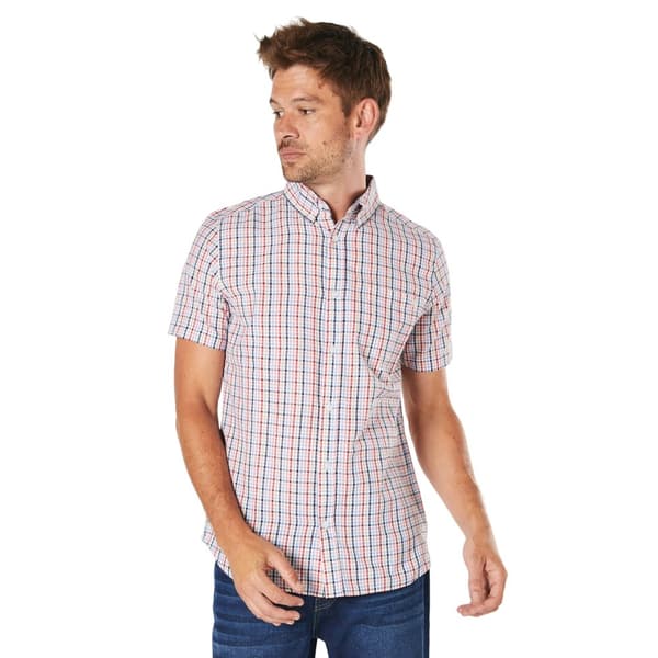 Maine Mens Grant Checked Short-Sleeved Shirt Red L