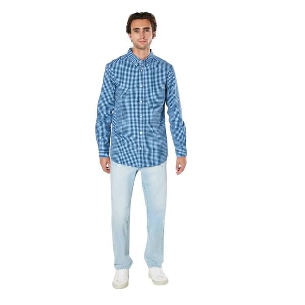Maine Mens Windowpane Checked Relaxed Fit Long-Sleeved Shirt