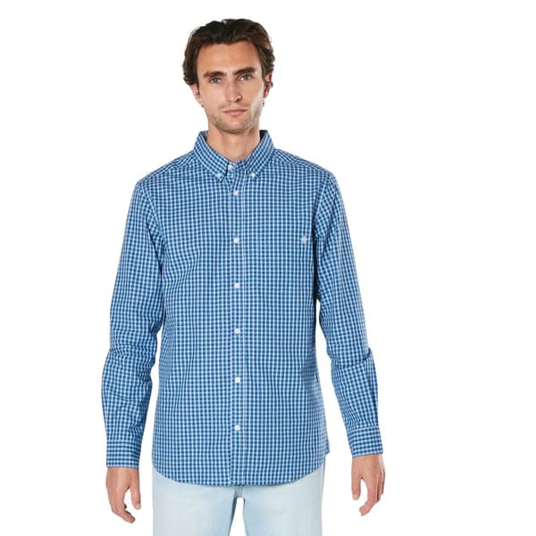 Maine Mens Windowpane Checked Relaxed Fit Long-Sleeved Shirt
