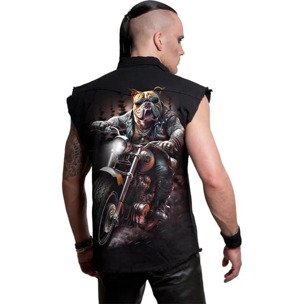Spiral Direct Unisex vuxen Top Dog Stone Wash skjorta