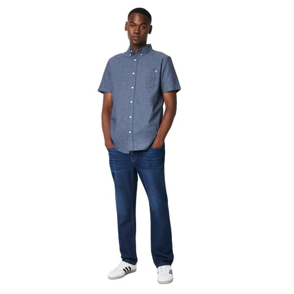 Maine Mens Chambray Look Short-Sleeved Shirt