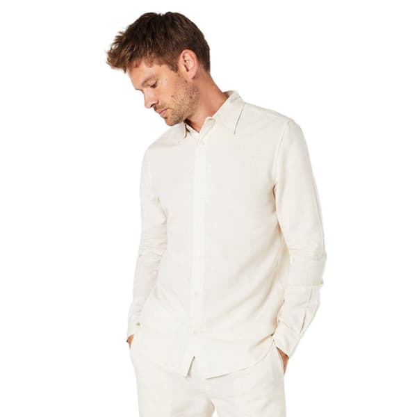 Burton Mens Linen Blend Long-Sleeved Shirt Off White XL