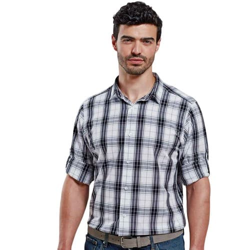 Premier Mens Ginmill Checked Long-Sleeved Shirt
