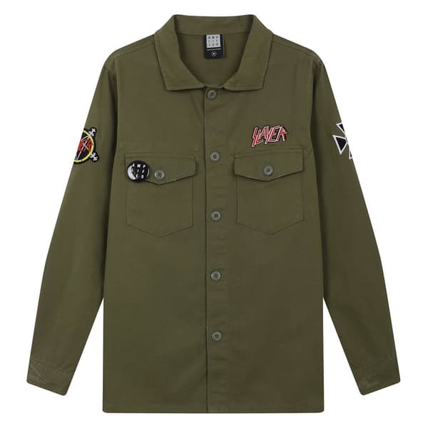 Amplified Slayer Military Overshirt för herrar Khaki Green L