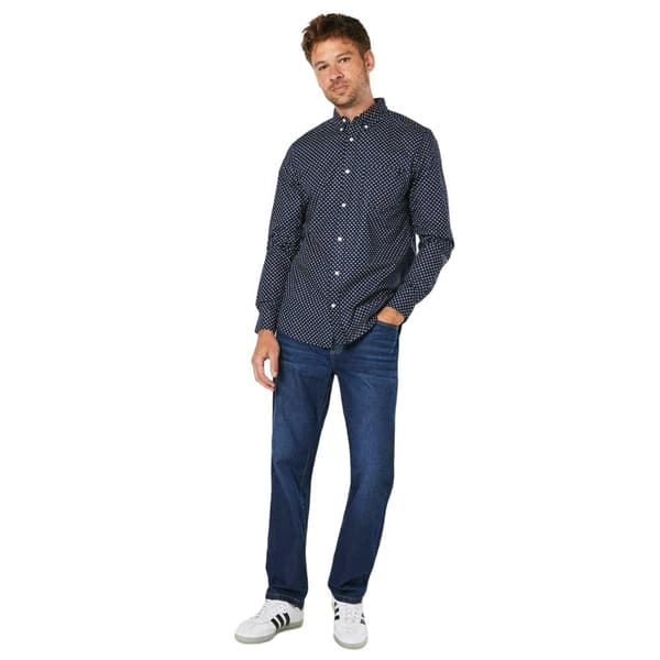 Maine Mens Geometric Long-Sleeved Shirt Black L