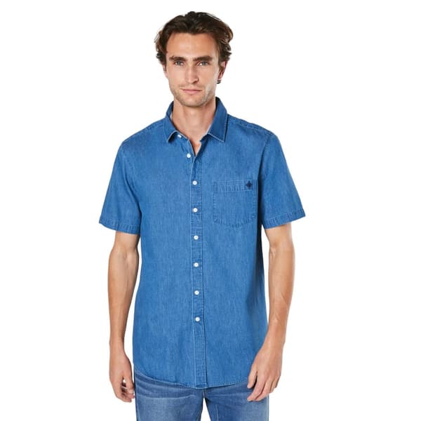 Maine Mens Denim Short-Sleeved Shirt Mid Blue L