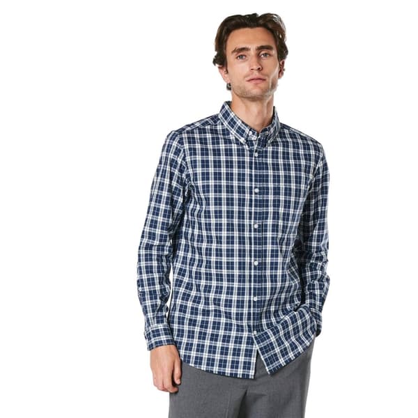 Maine Mens Mono Check Long-Sleeved Shirt Navy M