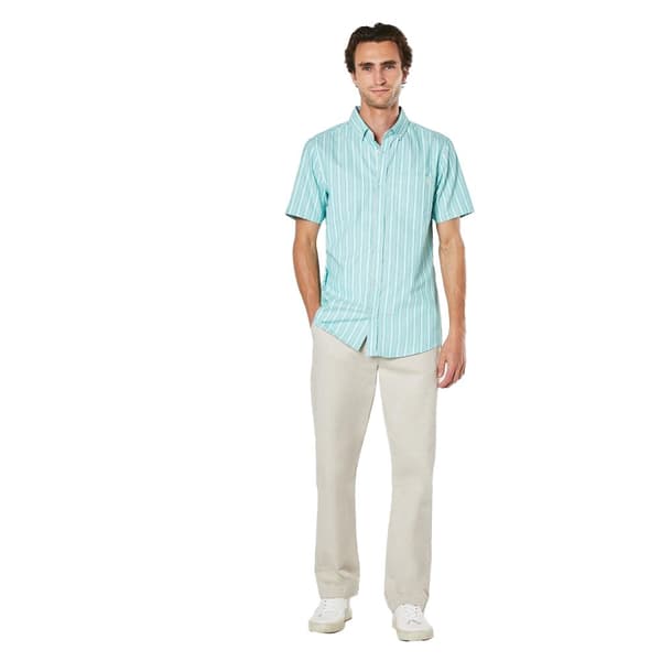 Maine Mens Oxford Multi Stripe Short-Sleeved Shirt