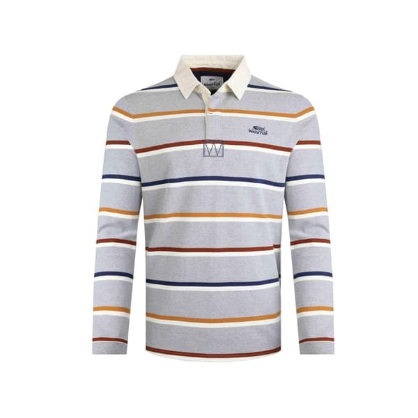 Weird Fish Mens Laxton Striped Organic Long-Sleeved Rugby Shirt