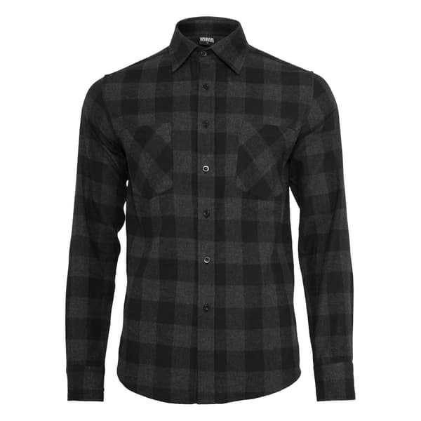Urban Classics Mens Checked Flannel Shirt Black/Charcoal 5XL