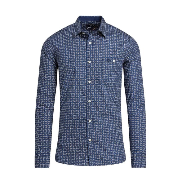 Raging Bull Mens Geometric Long-Sleeved Shirt Navy 4XL