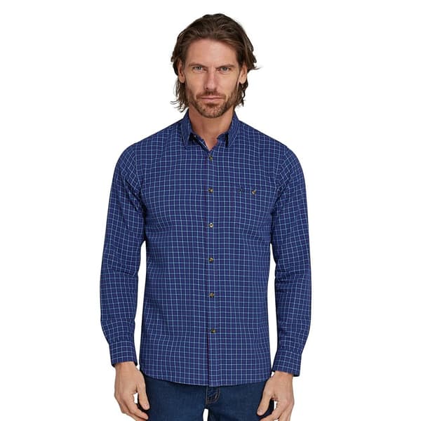 Raging Bull Mens Windowpane Check Brushed Cotton Long-Sleeved Shirt