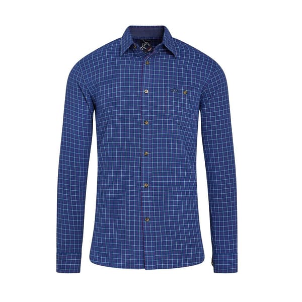 Raging Bull Mens Windowpane Check Brushed Cotton Long-Sleeved Shirt