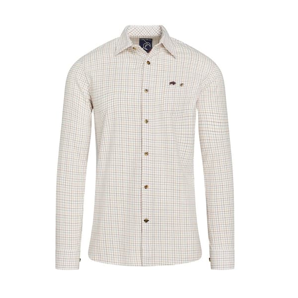 Raging Bull Mens Country Check Brushed Cotton Long-Sleeved Shirt White XXL