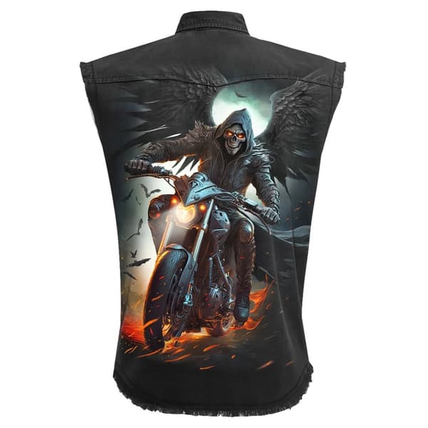 Spiral Direct Unisex Adult Night Rider Stone Wash Sleeveless Shirt
