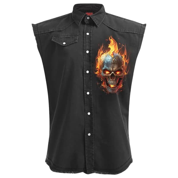 Spiral Direct Unisex Adult Night Rider Stone Wash ärmlös skjorta Black XL