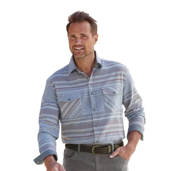 Atlas For Men Mens Striped Flannel Shirt