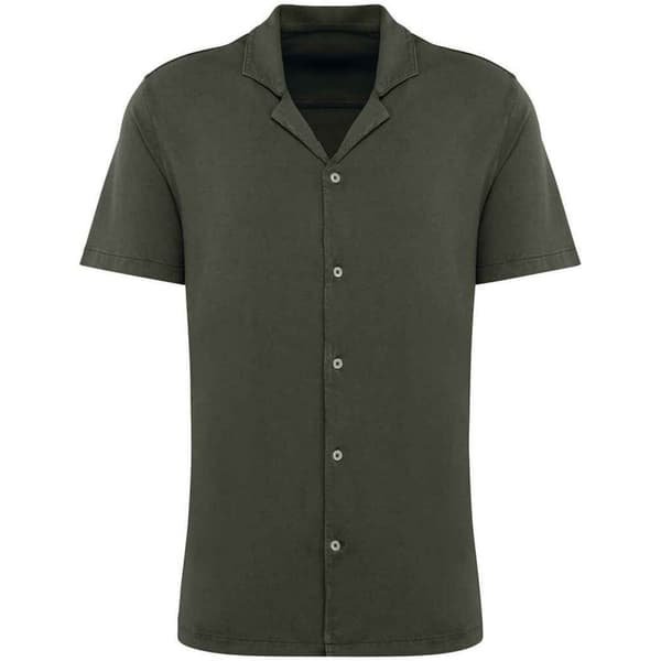 Native Spirit Mens Short-Sleeved Shirt Washed Organic Khaki L