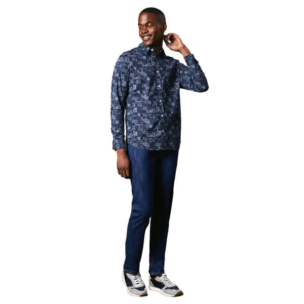 Maine Mens Patchwork Long-Sleeved Shirt