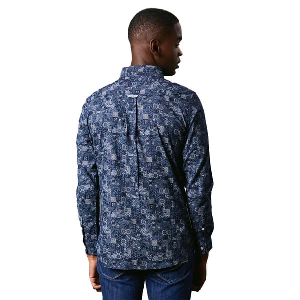 Maine Mens Patchwork Long-Sleeved Shirt