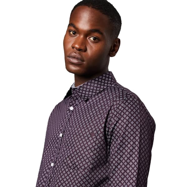 Maine Mens Geometric Pattern Foulard Long-Sleeved Shirt