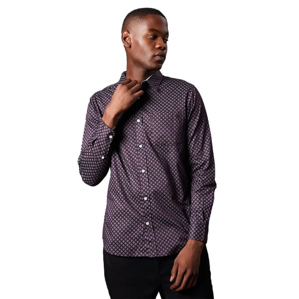 Maine Mens Geometric Pattern Foulard Long-Sleeved Shirt