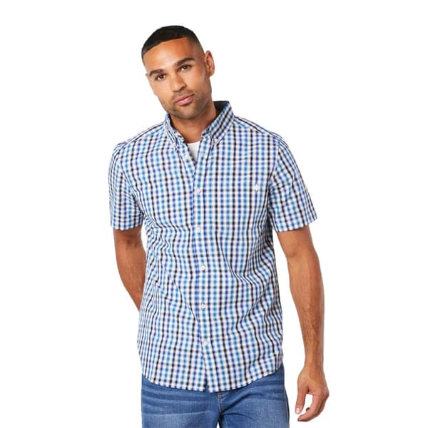 Maine Mens Skar Checked Short-Sleeved Shirt White S