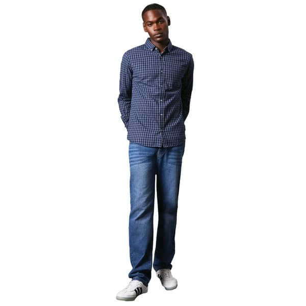 Maine Mens Grid Checked Brushed Long-Sleeved Shirt
