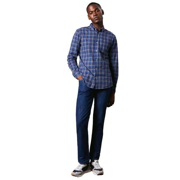 Maine Mens Windowpane Check Brushed Long-Sleeved Shirt