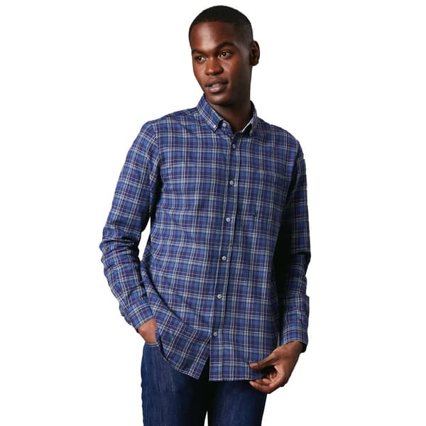 Maine Mens Windowpane Check Brushed Long-Sleeved Shirt