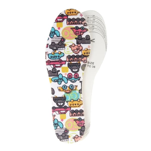 3 Pairs Latex Children Insole Soft Cartoon Printed Canvas Foot Pad(Cartoon Car)