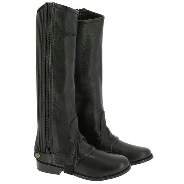 Equitheme Læder Half Chaps Sort 2XS
